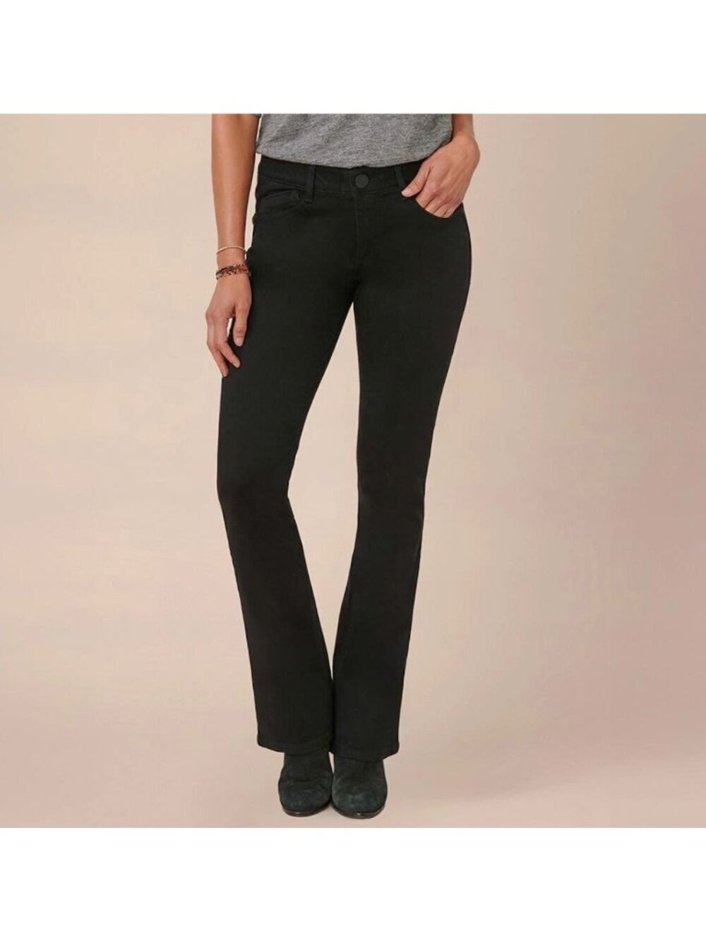 Democracy Womens "Ab"solution Itty Bitty Boot Cut Jeans Size 14P Black AN NWT